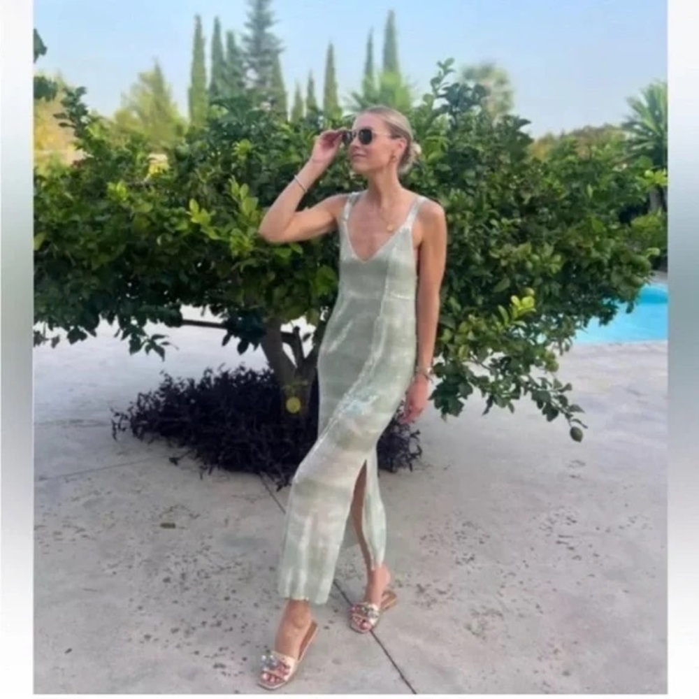 Caroline Constas Green & White Sequin Midi